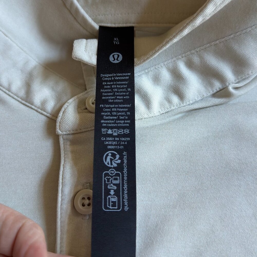 Lululemon Evolution Polo Long Sleeve Shirt Mens XL Heathered Bone Beige LM3EQKS - Picture 4 of 9